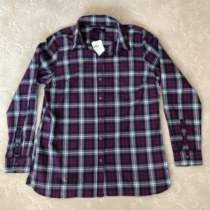 Classic Fit Navy Magenta & White Plaid Shirt